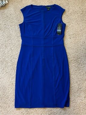Lauren Ralph Lauren Cobalt Blue Cap-Sleeve Sheath Dress
